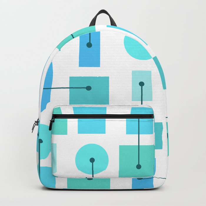 Atomic Age Simple Shapes Ocean Blue 2 Backpack