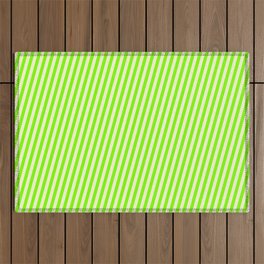 [ Thumbnail: Light Yellow and Chartreuse Colored Lined Pattern Outdoor Rug ]