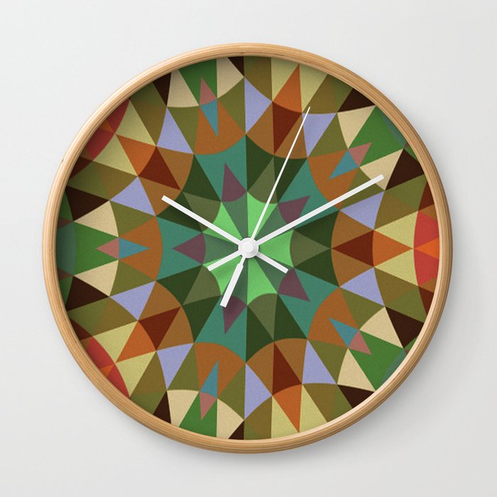 Earthy Retro Geometry Wall Clock
