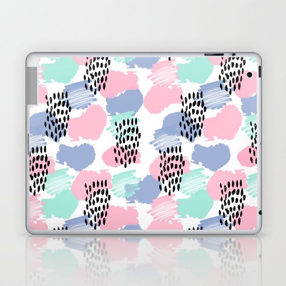 Pastel painted pattern minimal mint and pink nursery home decor patterns Laptop & iPad Skin
