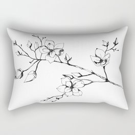 Magnolia pen drawing | Botanical Illustration in black and white  Rectangular Pillow