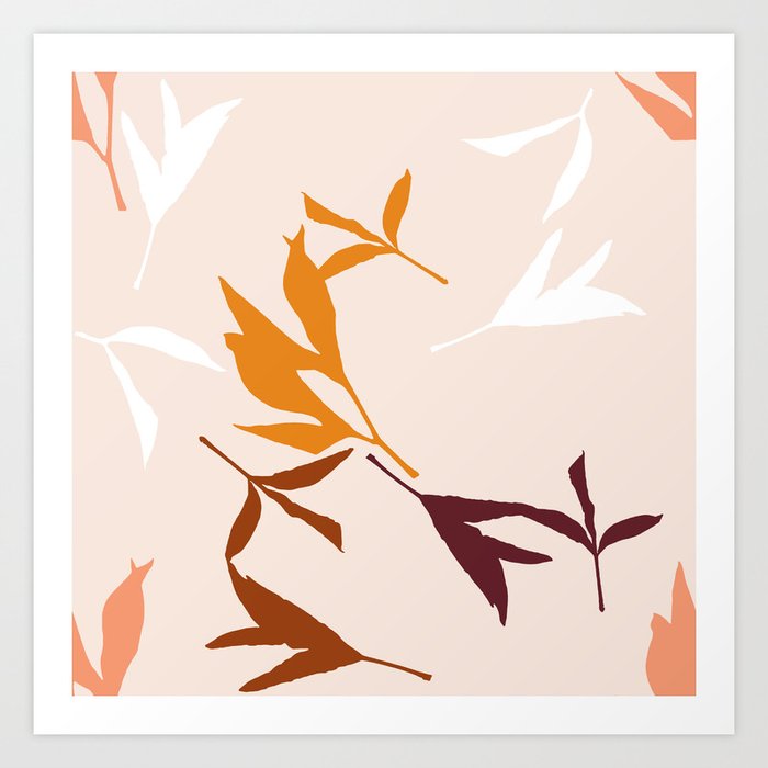 Peony Leaf Silhouettes Art Print