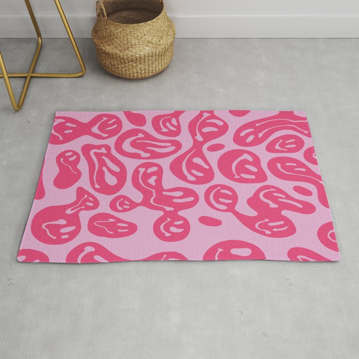 Hot Pink Dripping Smiley Rug