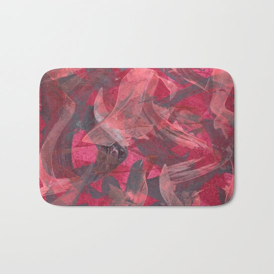 Impetuous, Abstract Art Painting Red Copper Gray Bath Mat