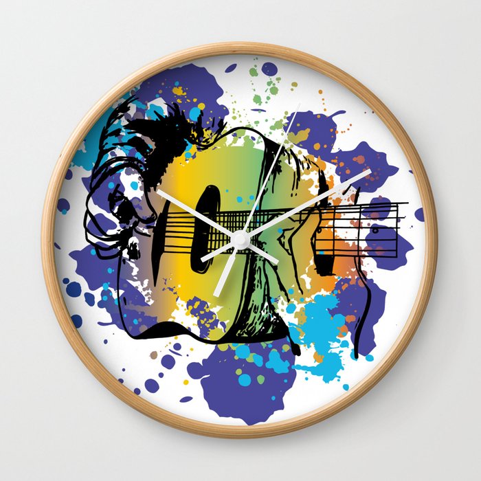 Splash Gitarre acoustics Musik  Wall Clock