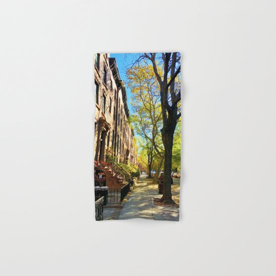 Cobble Hill Brooklyn New York in the Fall, Brownstones Hand & Bath Towel