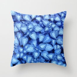 Lovely Leaves, in Blue Throw Pillow