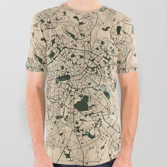 Berlin City Map of Germany - Vintage All Over Graphic Tee