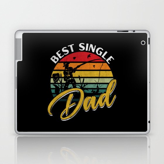 Best single dad fishing retro Fathers day 2022 Laptop & iPad Skin