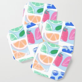 Summer fruit ice cube seamless pattern illustration Coaster