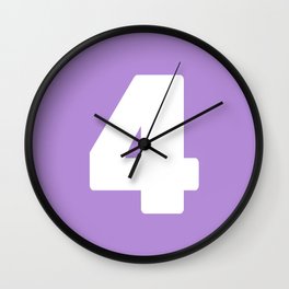 4 (White & Lavender Number) Wall Clock