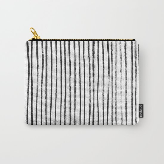 Black Dry Brush Line Pattern (Vertical) Carry-All Pouch