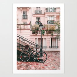Bike in Paris Pink City Photography  Art Print