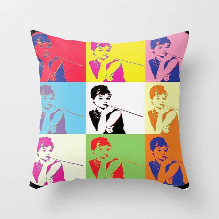 Audrey Hepburn pop-art Throw Pillow