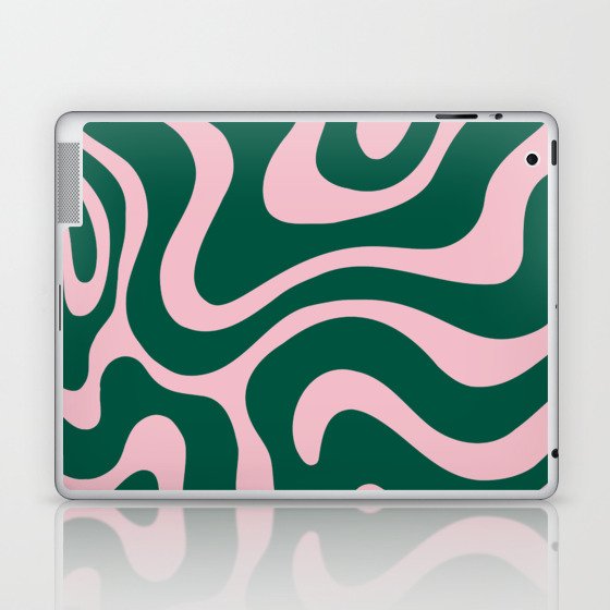 Warped Swirl Marble Pattern (emerald green/pink) Laptop & iPad Skin
