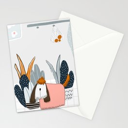 Cute dog and flowers Stationery Cards