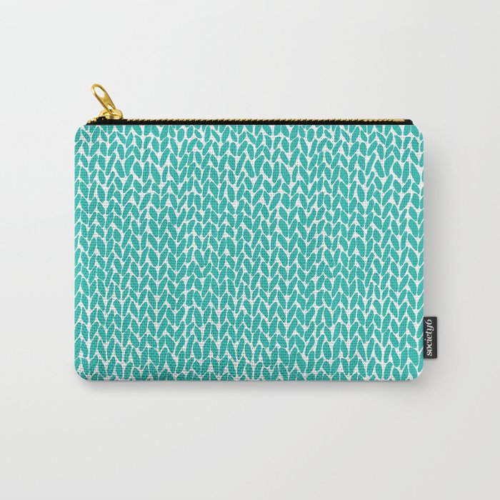 Hand Knit Aqua Carry-All Pouch