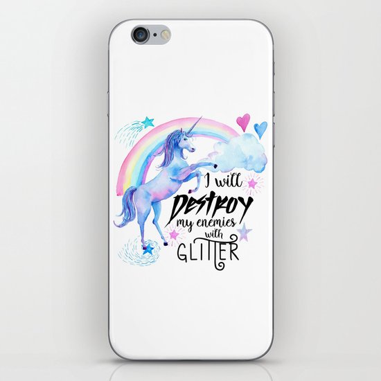 Destroy With Unicorn Glitter iPhone & iPod Skin