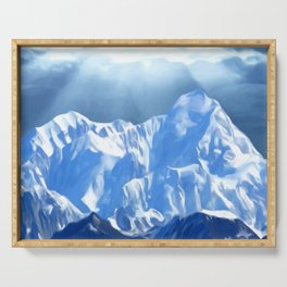 SUNLIGHT ON SNOW COVERED MOUNTAINS. Serving Tray