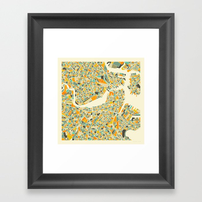 Boston Map Framed Art Print