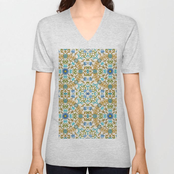 William Morris Arts & Crafts Pattern #15 V Neck T Shirt