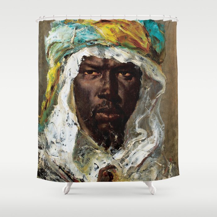 African American Masterpiece, Kenya Morning, African Male portrait painting by Jéan-Joseph Constant Shower Curtain