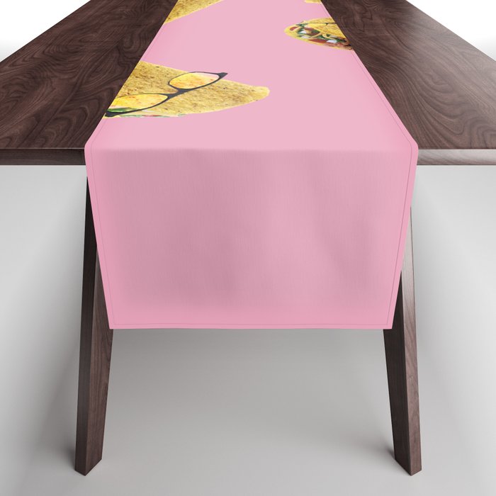 Pink Tacos Taco Glasses Table Runner