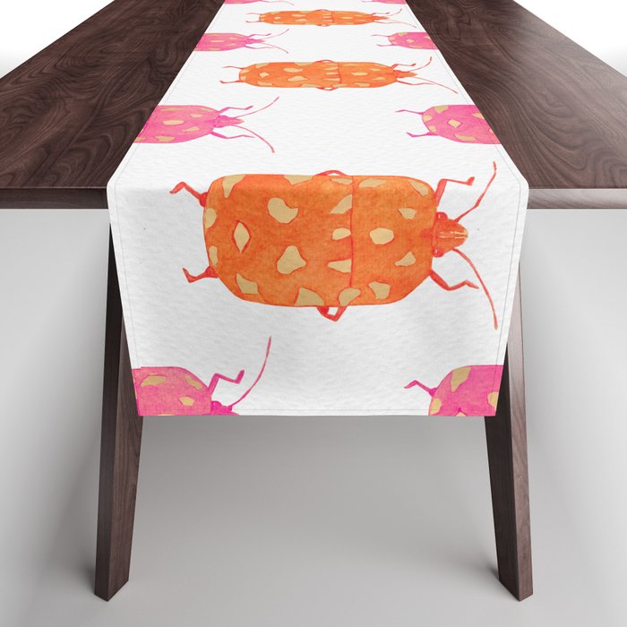 Beetles - pink and orange  Table Runner