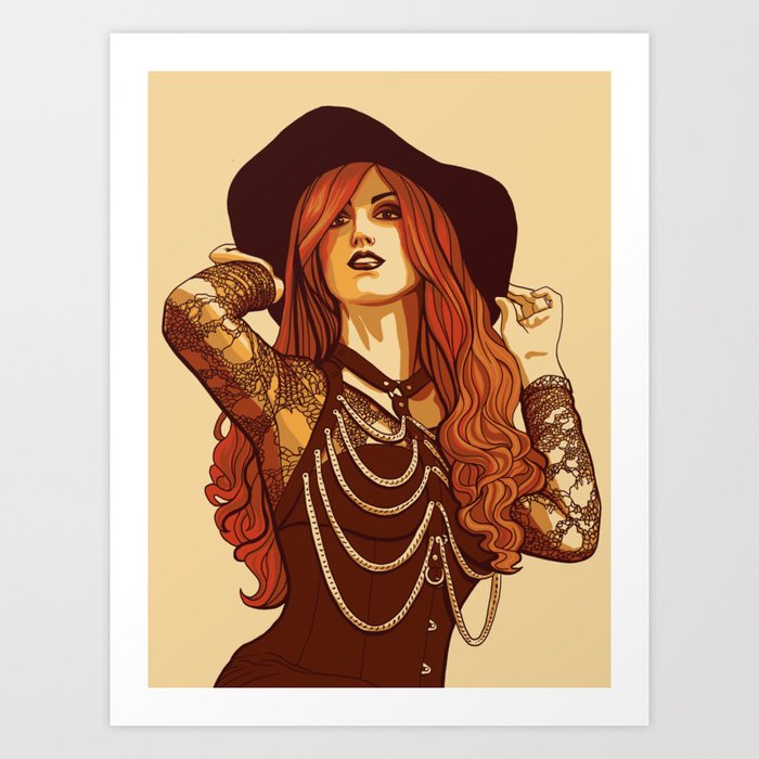 Chains & Lace Girl Art Print