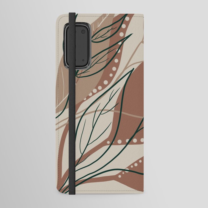 Modern abstract leaf brown Android Wallet Case