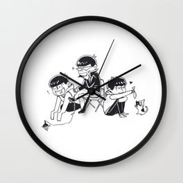 THE HOLY TRINITY PT II Wall Clock | Japan, Black and White, Graphite, Karamatsu, Anime, Manga, Osomatsu San, Jyushimatsu, Japanese, Drawing 