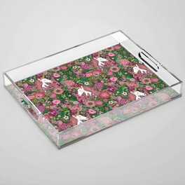 Unicorns in a Rose Colored Garden  Acrylic Tray