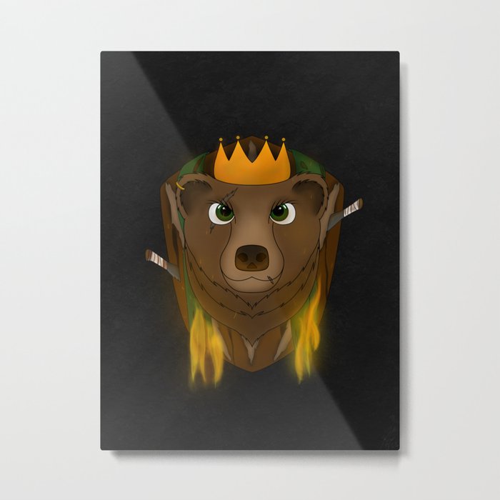"The Warlord Bear" Black Textured Background Metal Print