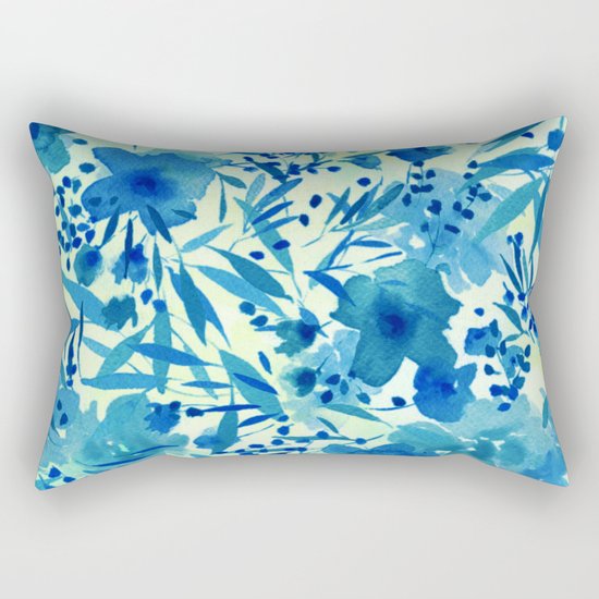blue pretty flowers https://society6.com/clemm?promo=X9B3VVZDM7J6 Rectangular Pillow