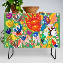 Welcome May Abstract Graffiti Nature and Flowers Pattern Credenza