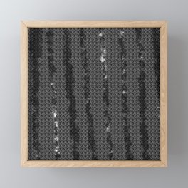 line strips with texture black Framed Mini Art Print