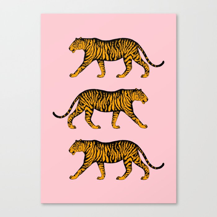 Tigers (Pink and Marigold) Canvas Print