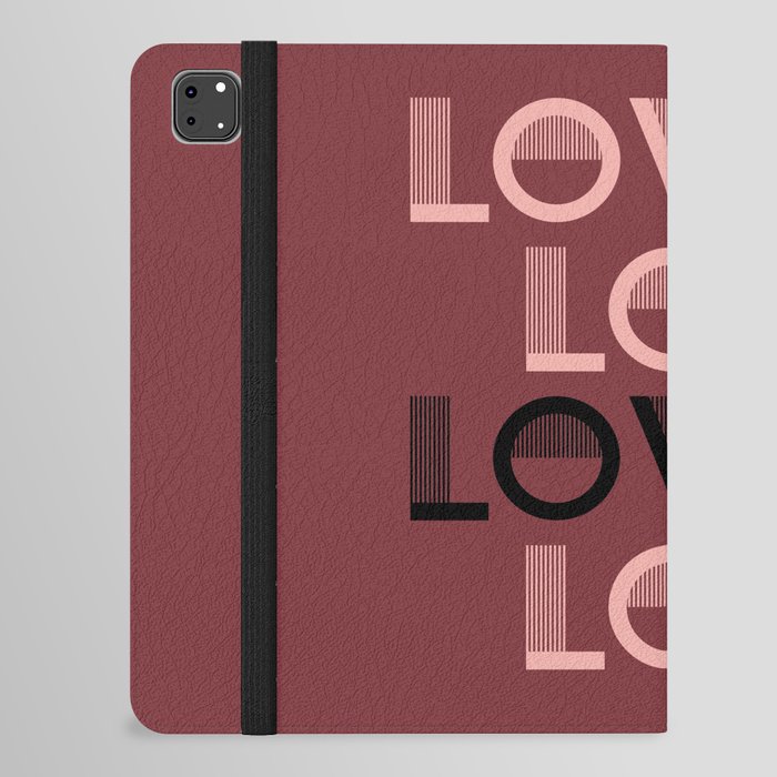 LOVE Dark Red & Pink colors modern abstract illustration  iPad Folio Case