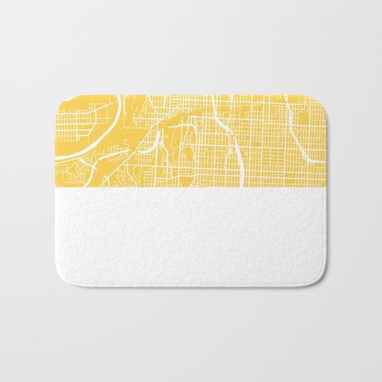 Kansas City map yellow Bath Mat