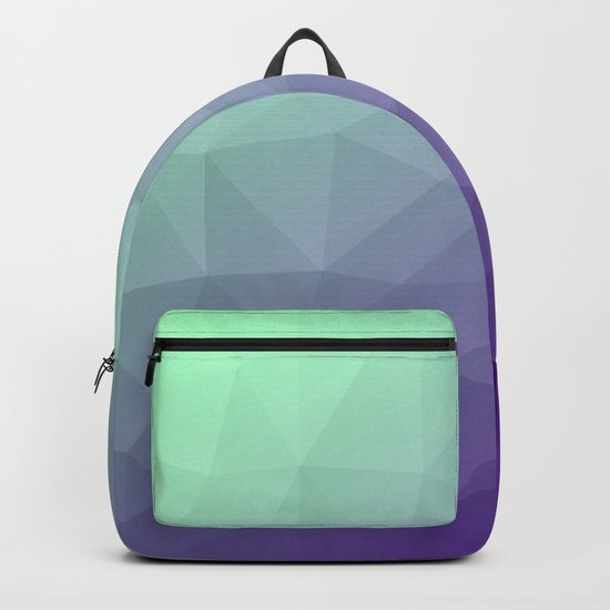 Purple green ombre gradient geometric mesh Backpack