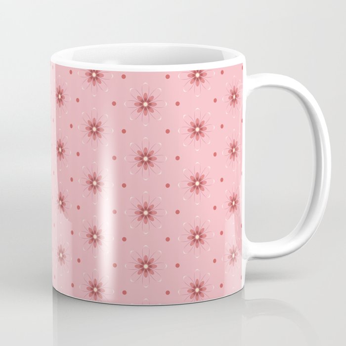 Botanical Floral spring daisy and dot pink pattern vector art Coffee Mug