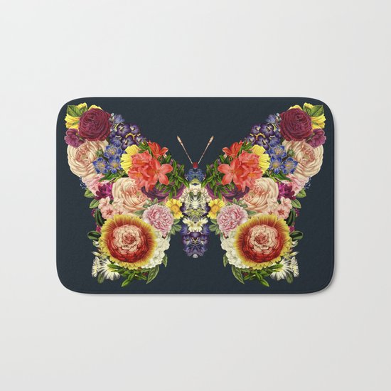 Spring Butterfly Floral Bath Mat
