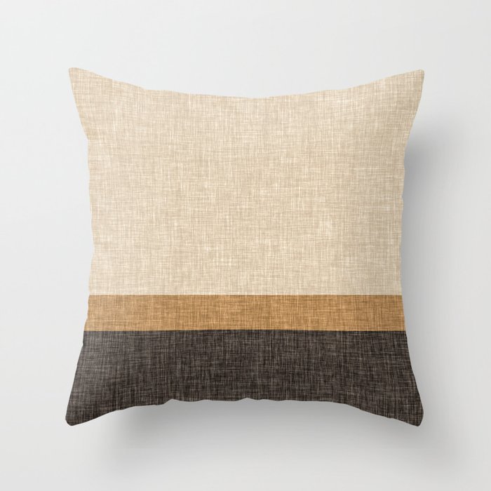 Brown and Caramel Simple Stripe Abstract Throw Pillow