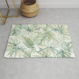 Green Tropical Leaves Area & Throw Rug