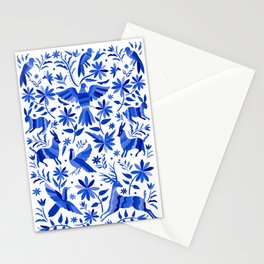 Mexican Otomí Design in Deep Blue by Akbaly Stationery Card