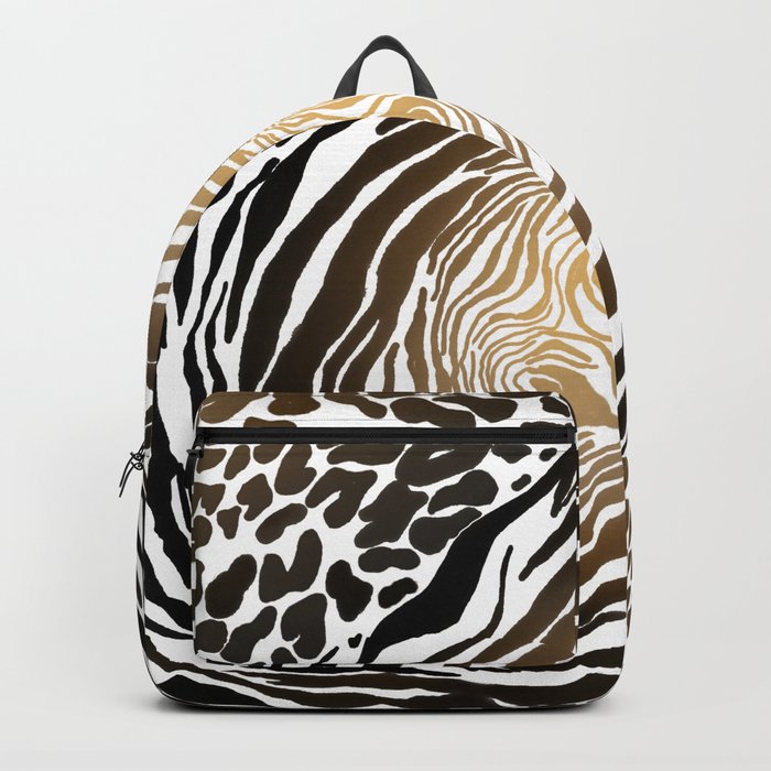 Black golden zebra print Backpack