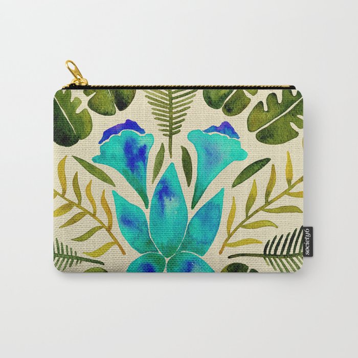 Tropical Symmetry – Turquoise & Olive Palette Carry-All Pouch