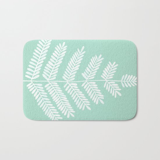 Mint Leaflets Bath Mat
