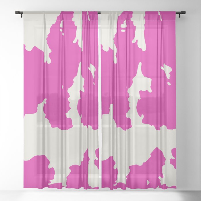 Retro 70s Hot Pink Animal Print  Sheer Curtain