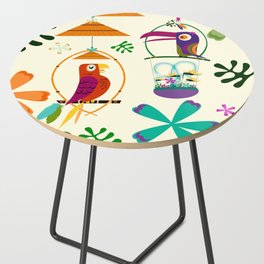 Vintage Modern Tiki Birds Side Table